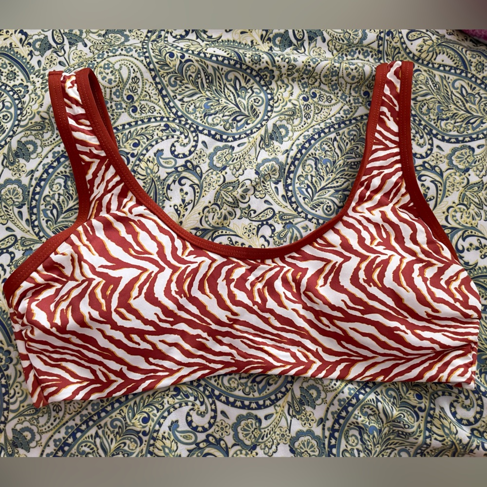 burnt orange zebra bikini top!
